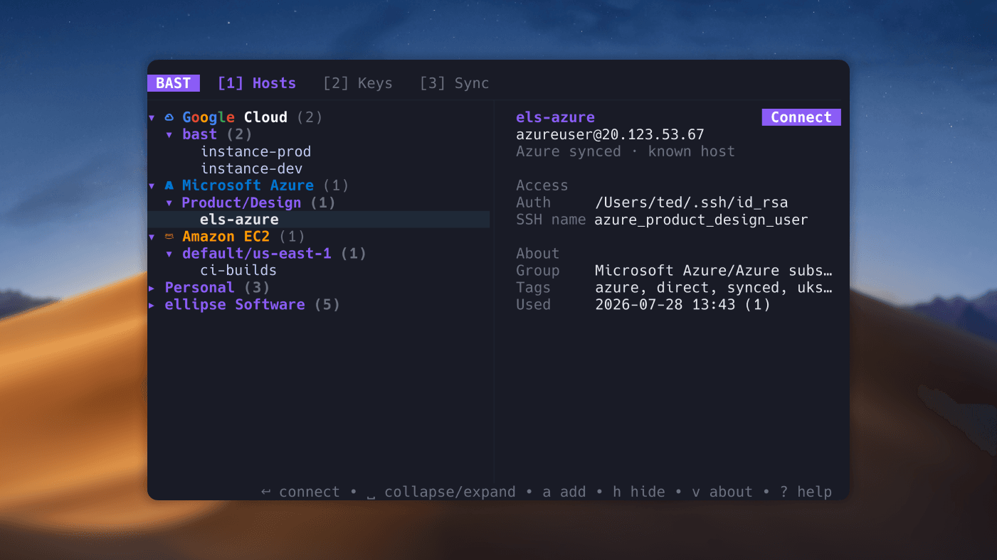 A screenshot of the Bast.sh interface.